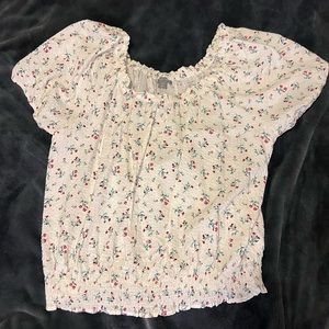 White floral blouse shirt Falls Creek